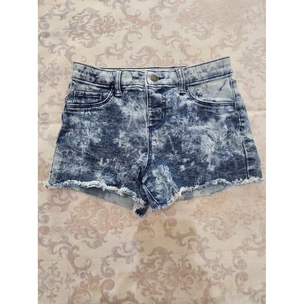 Kids Sz 8 Jumping Beans Acid Wash Denim Jean Shorts Girls Blue Adjustable Waist